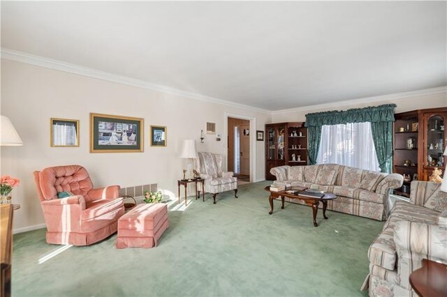 229 Crawford Ln, Rostraver, PA 15012 - carpeted living room featuring ornamental molding