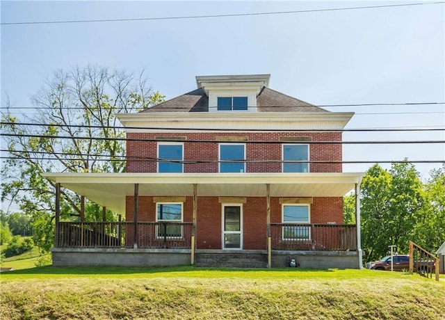 4575 Prosperity Pike, Morris Twp, PA 15329 - view of front of home featuring a porch, brick siding, and a front lawn
