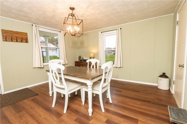 198 Gastown Rd, Plumcreek Twp, PA 15774 - dining room with wood finished floors, a chandelier, baseboards, and ornamental molding