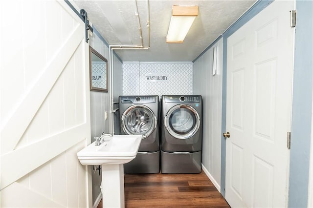 198 Gastown Rd, Plumcreek Twp, PA 15774 - laundry area featuring washing machine and clothes dryer and dark wood-style flooring