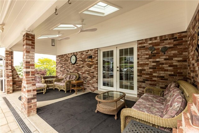 375 Navaho Hollow Rd, Coolbaugh Twp, PA 15438 - view of patio / terrace with french doors and ceiling fan