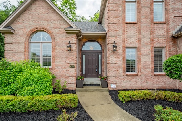8007 Pressley Ct, Mccandless, PA 15237 - doorway to property with brick siding and a shingled roof