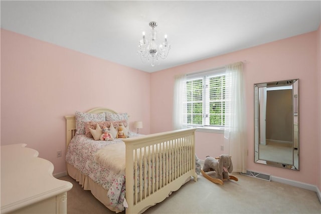 8007 Pressley Ct, Mccandless, PA 15237 - carpeted bedroom featuring a chandelier and baseboards