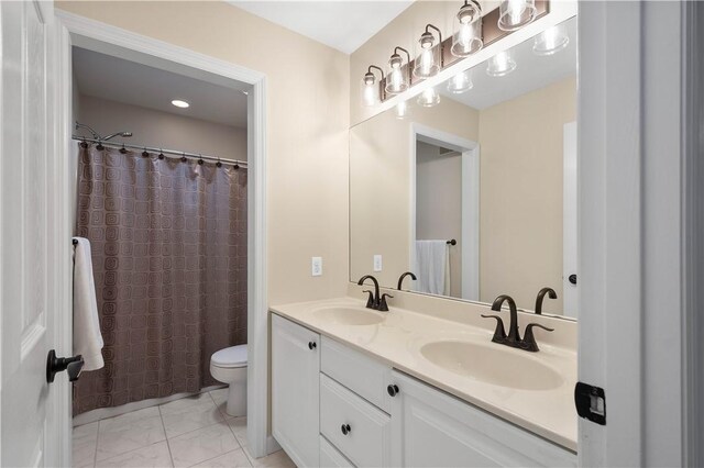 8007 Pressley Ct, Mccandless, PA 15237 - full bathroom featuring toilet, double vanity, and marble look tiles