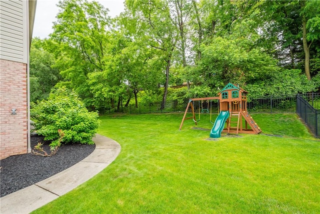 8007 Pressley Ct, Mccandless, PA 15237 - view of yard with a playground and view of wooded area