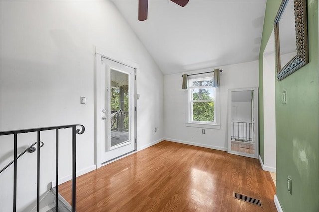 2001 Potomac Ave, Banksville/Westwood, PA 15216 - unfurnished room featuring vaulted ceiling, ceiling fan, wood finished floors, and baseboards