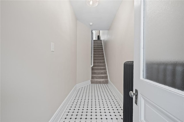 130 Pearl St, Bloomfield, PA 15224 - stairway featuring baseboards and tile patterned floors
