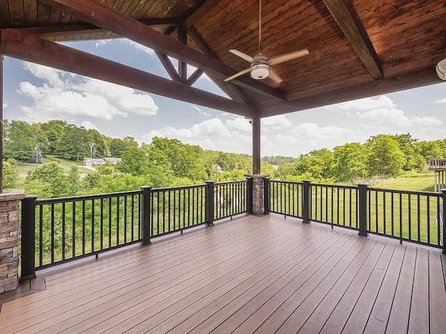 430 Longleaf Dr, Peters Twp, PA 15367 - deck featuring ceiling fan and view of scattered trees