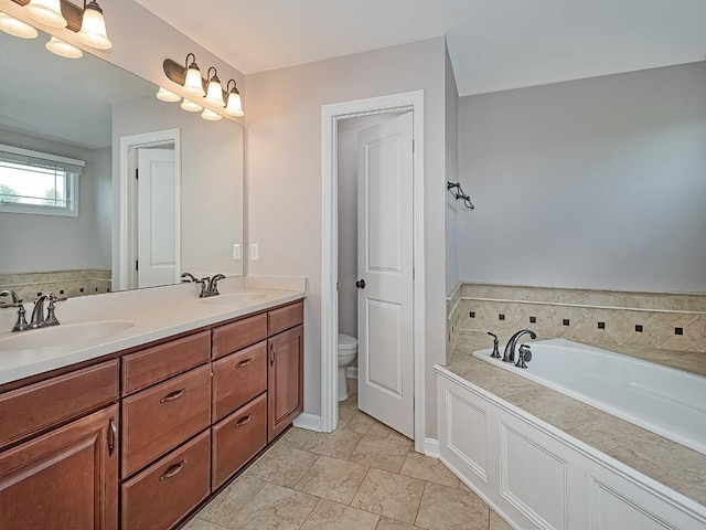430 Longleaf Dr, Peters Twp, PA 15367 - full bathroom featuring a garden tub, double vanity, and toilet