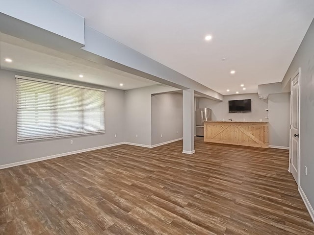 430 Longleaf Dr, Peters Twp, PA 15367 - unfurnished living room with baseboards, dark wood finished floors, and recessed lighting