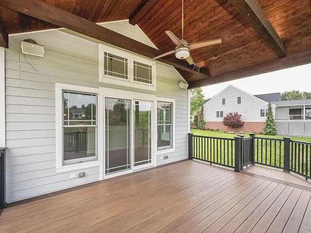 430 Longleaf Dr, Peters Twp, PA 15367 - wooden terrace with a ceiling fan and a yard
