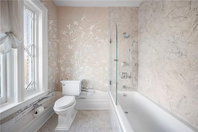 700 Meade St, Monongahela, PA 15063 - full bathroom featuring toilet, shower / bathtub combination, healthy amount of natural light, and marble finish flooring