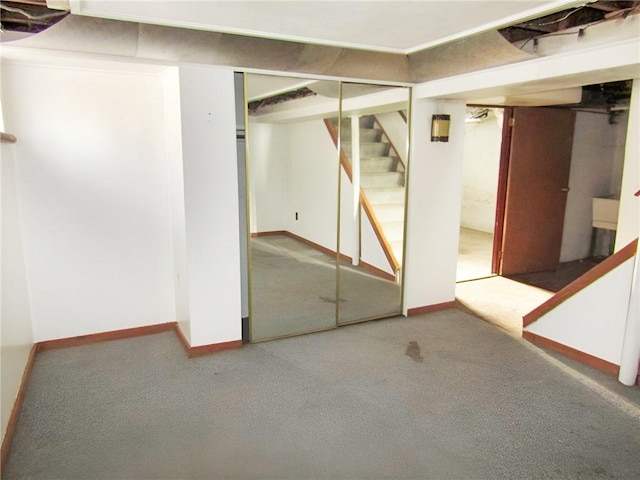 3163 Jacks Run Rd, White Oak, PA 15131 - finished basement featuring carpet, stairway, and baseboards