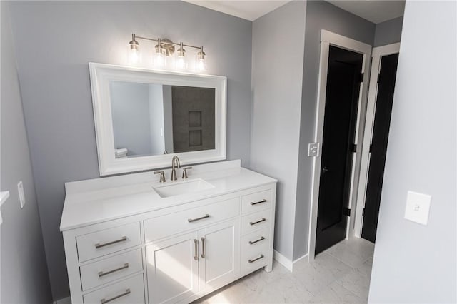 200 Centerwood Cir, South Union Twp, PA 15401 - bathroom with vanity, marble finish flooring, and baseboards