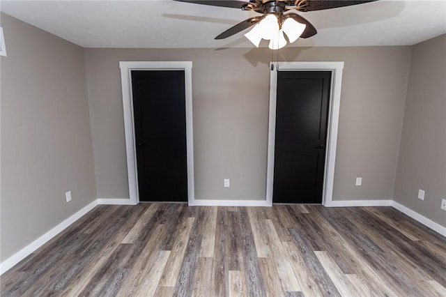 200 Centerwood Cir, South Union Twp, PA 15401 - unfurnished bedroom featuring baseboards, wood finished floors, and ceiling fan