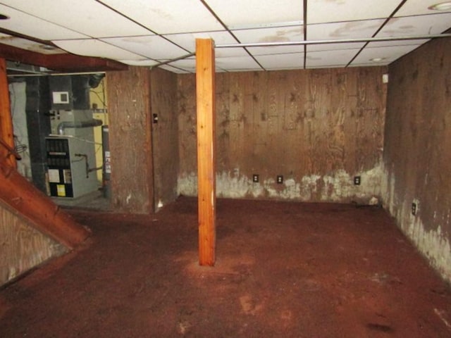 945 Roup Ave, Brackenridge, PA 15014 - unfinished basement featuring a paneled ceiling and wood walls