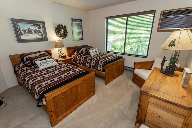 3908 Swiss Mountain Dr, Seven Springs Resort, PA 15622 - bedroom featuring light carpet, baseboard heating, and a wall unit AC