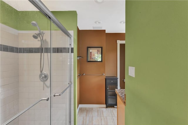 326 Pinevue Dr, Monroeville, PA 15146 - bathroom with a shower stall, vanity, and baseboards