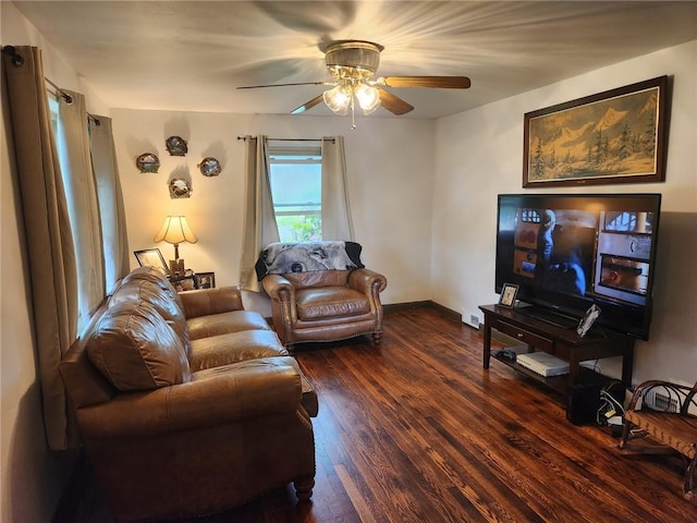 145 7th St, E Butler Boro, PA 16029 - living area featuring dark wood-style flooring and a ceiling fan