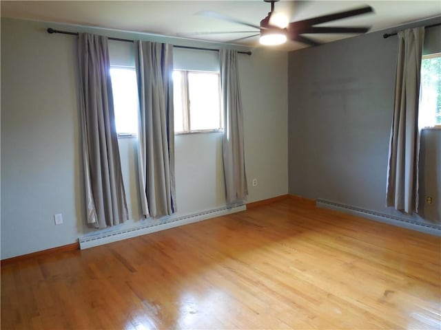 1118 Fairlane Dr, Hopewell Twp Bea, PA 15001 - spare room featuring ceiling fan, a baseboard heating unit, wood finished floors, and baseboard heating
