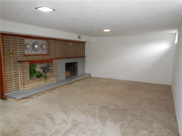 1118 Fairlane Dr, Hopewell Twp Bea, PA 15001 - unfurnished living room with a fireplace and carpet flooring