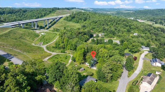14 Laurel Hill Rd, Cecil, PA 15057 - aerial view of property and surrounding area with a forest and a notable bridge