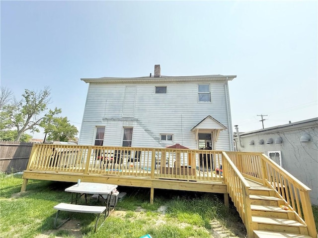 628 Superior St, New Castle/4Th, PA 16101 - back of house featuring a deck and a chimney