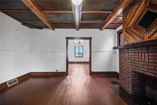 10 Amherst Ave, West View, PA 15229 - additional living space featuring hardwood / wood-style flooring, baseboards, beam ceiling, and a chandelier