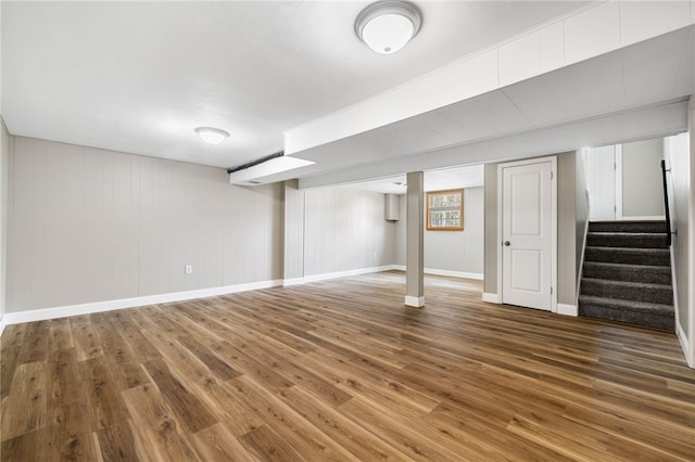 11660 Dennis Cir N, Huntingdon, PA 15642 - below grade area featuring wood finished floors, stairs, and baseboards