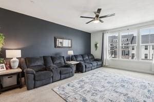 139 Moyer Hl, Cranberry Twp, PA 16066 - carpeted living area featuring a ceiling fan