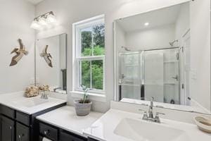 139 Moyer Hl, Cranberry Twp, PA 16066 - full bath featuring double vanity and a stall shower