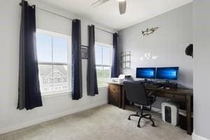 139 Moyer Hl, Cranberry Twp, PA 16066 - office featuring ceiling fan, carpet flooring, and baseboards