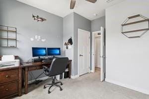 139 Moyer Hl, Cranberry Twp, PA 16066 - carpeted home office featuring ceiling fan and baseboards