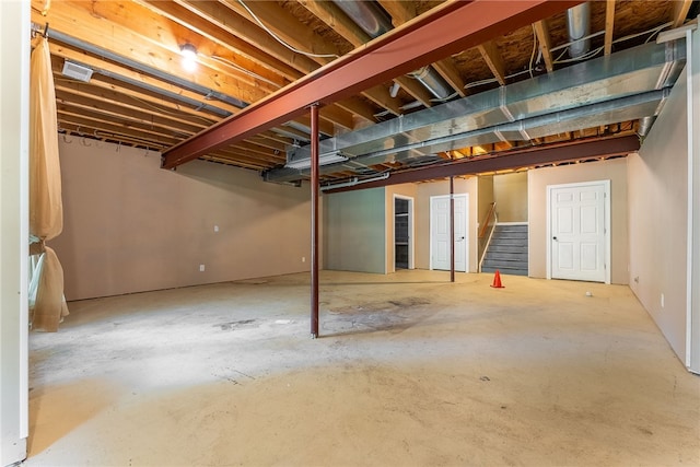 621 Columbia Ct, Adams Twp, PA 16046 - unfinished below grade area featuring stairs