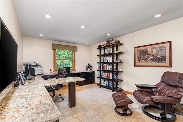 8963 Seneca Ave, Mccandless, PA 15237 - home office featuring recessed lighting, light colored carpet, and baseboards