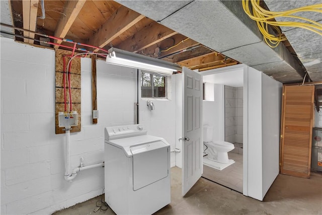 9830 Don Dr, North Huntingdon, PA 15642 - below grade area featuring washer / dryer