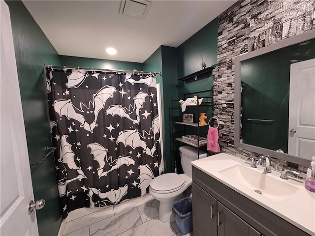 68 Kinsman Rd, West Salem Twp, PA 16125 - bathroom with vanity, marble finish flooring, and a shower with curtain