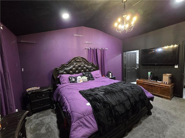 68 Kinsman Rd, West Salem Twp, PA 16125 - carpeted bedroom with lofted ceiling and a chandelier