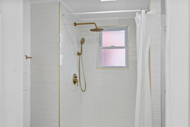 4410 Sherrod St, Lawrenceville, PA 15201 - full bath with ornamental molding and a tile shower