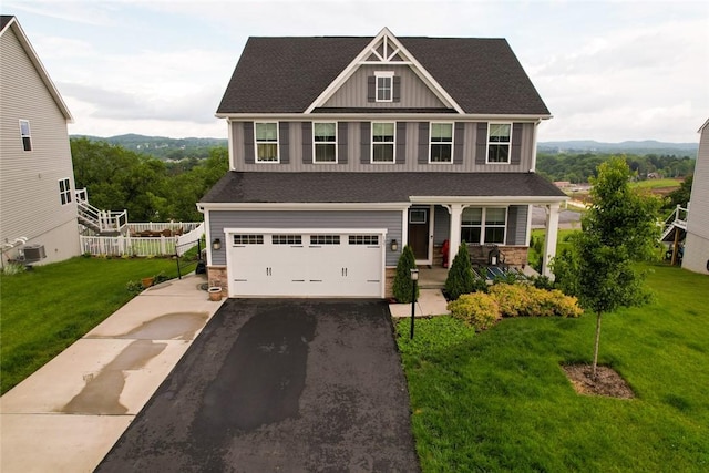137 Red Horse Dr, Buffalo Twp But, PA 16055 - craftsman house with a porch, driveway, board and batten siding, a garage, and central air condition unit