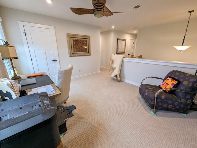 137 Red Horse Dr, Buffalo Twp But, PA 16055 - carpeted office space with ceiling fan, baseboards, and recessed lighting