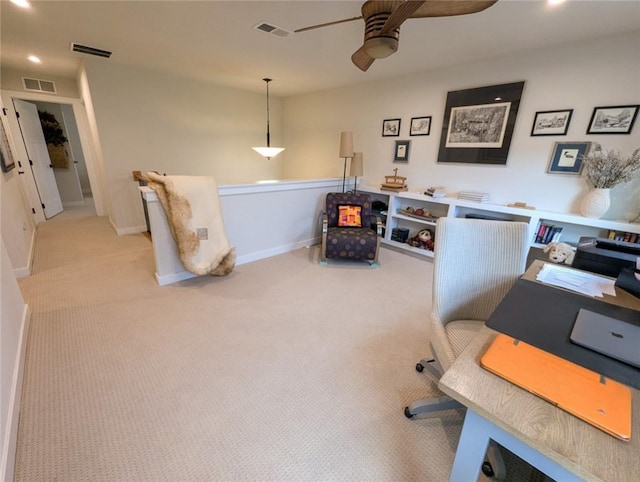 137 Red Horse Dr, Buffalo Twp But, PA 16055 - office with a ceiling fan, carpet, recessed lighting, and baseboards