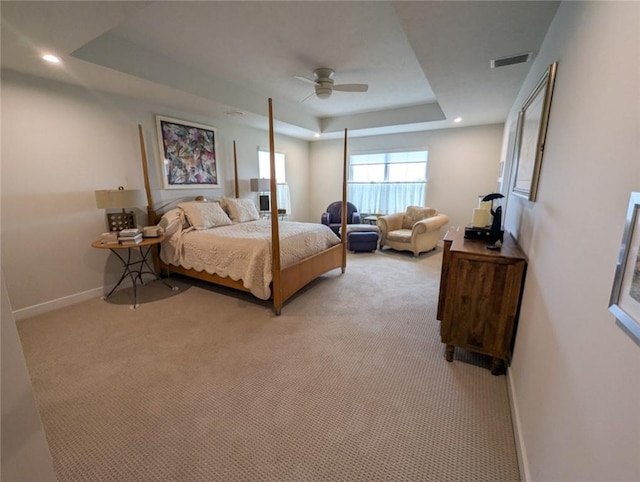 137 Red Horse Dr, Buffalo Twp But, PA 16055 - bedroom featuring a raised ceiling, light colored carpet, baseboards, recessed lighting, and ceiling fan