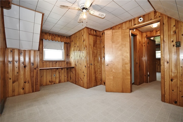 3743 Grant St, Castle Shannon, PA 15234 - carpeted spare room featuring wood walls, a ceiling fan, and vaulted ceiling