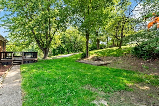 5240 Webb St, Hopewell Twp Bea, PA 15001 - view of green lawn with a wooden deck