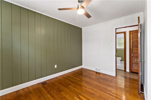 5240 Webb St, Hopewell Twp Bea, PA 15001 - empty room with ceiling fan, wood finished floors, baseboards, and crown molding