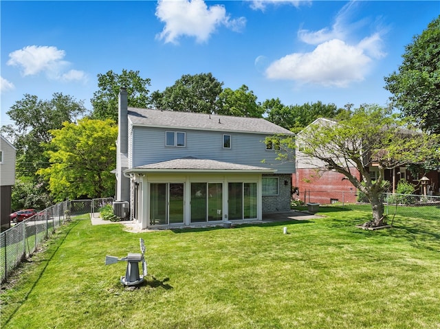 413 Stilley Rd, Jefferson Hills, PA 15025 - rear view of house featuring a chimney, cooling unit, and roof with shingles