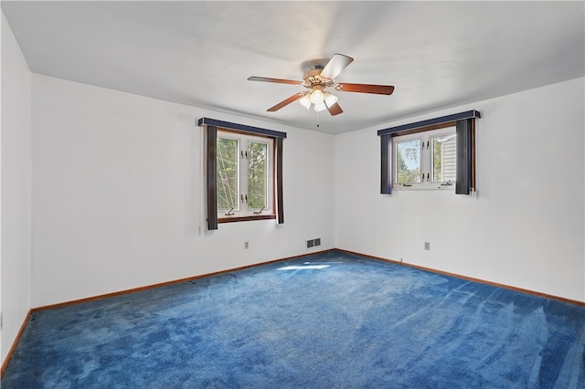 413 Stilley Rd, Jefferson Hills, PA 15025 - empty room with a ceiling fan, carpet floors, baseboards, and healthy amount of natural light