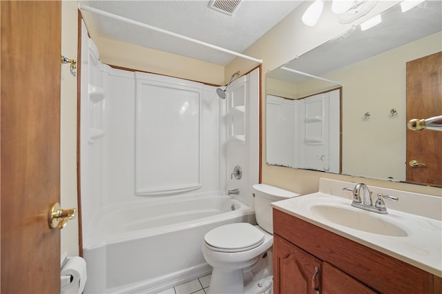 413 Stilley Rd, Jefferson Hills, PA 15025 - full bathroom with toilet, vanity, tub / shower combination, tile patterned flooring, and a textured ceiling
