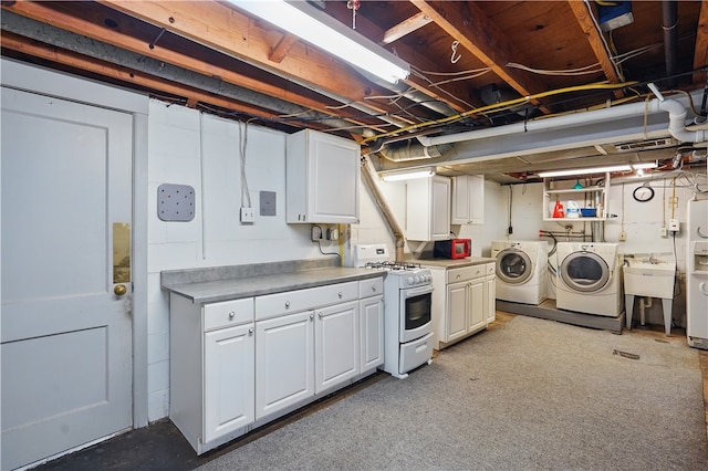 413 Stilley Rd, Jefferson Hills, PA 15025 - unfinished below grade area featuring washing machine and clothes dryer and a sink
